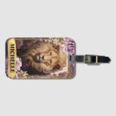 Romantische Lion und Lila Rose Fantasie Gepäckanhänger (Vorderseite (Horizontal))