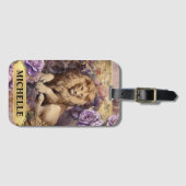 Romantische Lion und Lila Rose Fantasie Gepäckanhänger (Vorderseite (Horizontal))