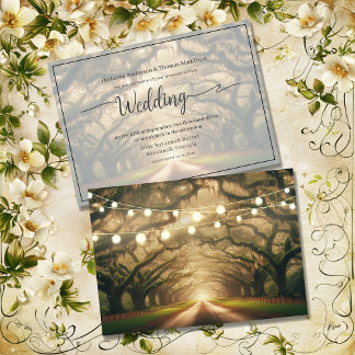 Romantische Live Oak Canopy String Lit Wedding Einladung