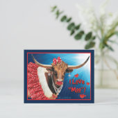 Romantische Longhorn Kuh Valentine Postkarte (Stehend Vorderseite)