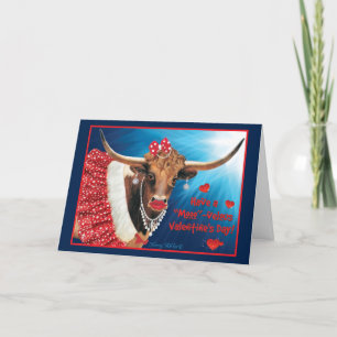 Romantische Longhorn-Kuh zum Valentinstag Karte