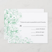 Romantische Love Bird Mint Wedding RSVP Karte (Vorne/Hinten)