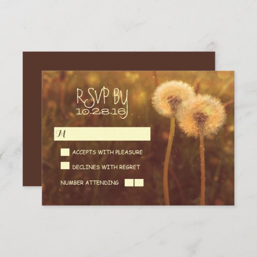 Romantische Lüstern rustikale Hochzeitskarten RSVP (Vorne/Hinten)