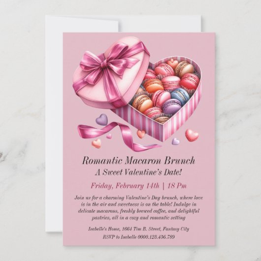 Romantische Macaron-Brunch-Einladung Einladung (Vorderseite)