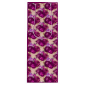 Romantische Magenta-Rose und Gold-Blätter auf Peac Geschenktüte Für Weinflaschen (Vorderseite)