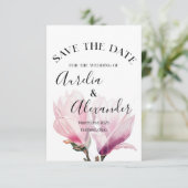 Romantische Magnolia Wasserfarbenhochzeit retten d Einladung (Stehend Vorderseite)