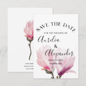 Romantische Magnolia Wasserfarbenhochzeit retten d Einladung (Vorne/Hinten)