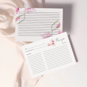 Romantische Magnolie Brautdusche Rezeptkarte Begleitkarte