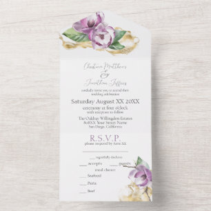 Romantische Magnolie im Wasserfarb-Stil All In One Einladung