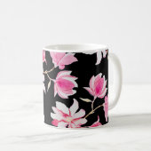 Romantische Magnolien: Schwarzes Wasser Kaffeetasse (VorderseiteRechts)