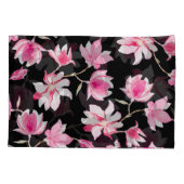 Romantische Magnolien: Schwarzes Wasser Kissenbezug (Rückseite)