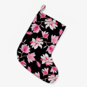 Romantische Magnolien: Schwarzes Wasser Kleiner Weihnachtsstrumpf (Vorderansicht (hängend))