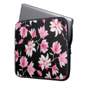 Romantische Magnolien: Schwarzes Wasser Laptopschutzhülle (Vorderseite Links)