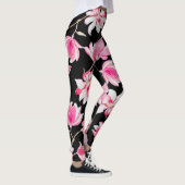 Romantische Magnolien: Schwarzes Wasser Leggings (Rechts)