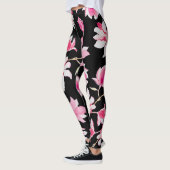 Romantische Magnolien: Schwarzes Wasser Leggings (Links)