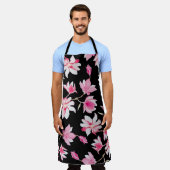 Romantische Magnolien: Schwarzes Wasser Schürze (Getragen)