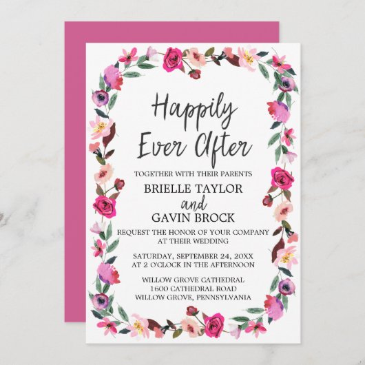 Romantische Märchen glücklich je nach Hochzeit Einladung (Vorne/Hinten)