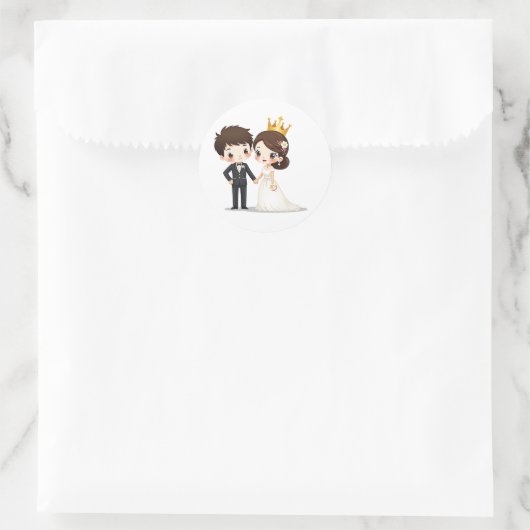 Romantische Märchen Hochzeit - Chibi Art Runder Aufkleber (Tasche)