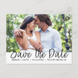 Romantische Märchenkalligrafie Save the Date Foto Ankündigungspostkarte