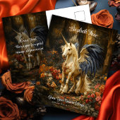Romantische Märchenwaldlandschaft mit Flügeln Postkarte