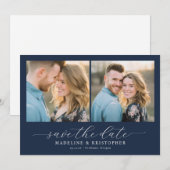 Romantische Marine-Fotocollage Save The Date (Vorne/Hinten)