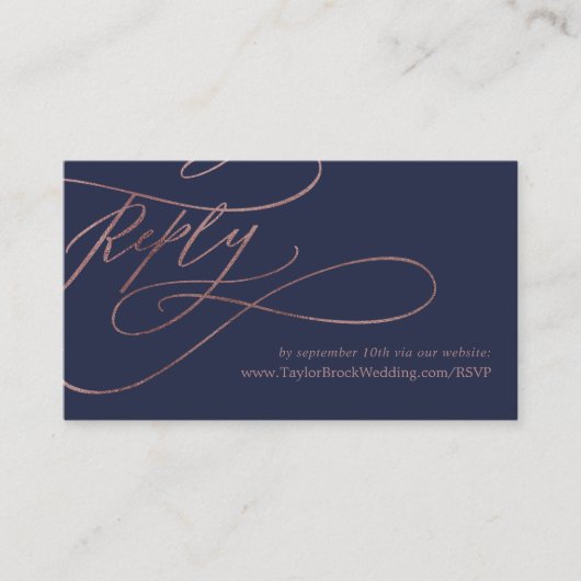 Romantische Marine und Rose Gold Wedding Website U Begleitkarte (Vorderseite)