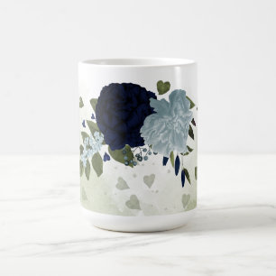Romantische Marinebarre und dustige blaue Blumen Kaffeetasse
