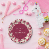 Romantische marineblaue Blumen Pappteller (Party)