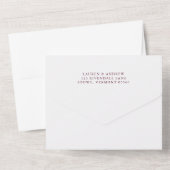 Romantische Maroon Burgund Minimalistisch Hochzeit All In One Einladung (Rückseite)