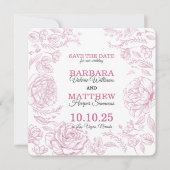 Romantische Maroon- und White-Save the Date-Karte Save The Date (Vorderseite)