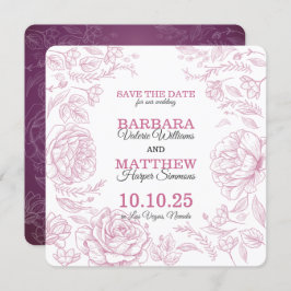 Romantische Maroon- und White-Save the Date-Karte Save The Date