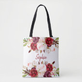 romantische Marsala Aquarell-Blume Tasche (Vorderseite)