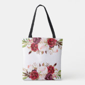 romantische Marsala Aquarell-Blume Tasche (Rückseite)