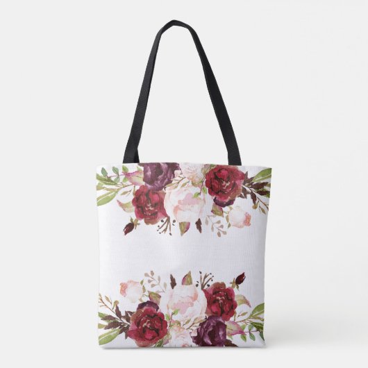 romantische Marsala Aquarell-Blume Tasche (Rückseite)