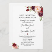 Romantische Marsala flor boho schicke Verlobung Einladung (Vorne/Hinten)