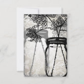 Romantische Mason Jar Shadows Damask Wedding RSVP Karte (Rückseite)