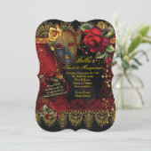 Romantische Masquerade Sweet 16 Party lädt ein Einladung (Stehend Vorderseite)