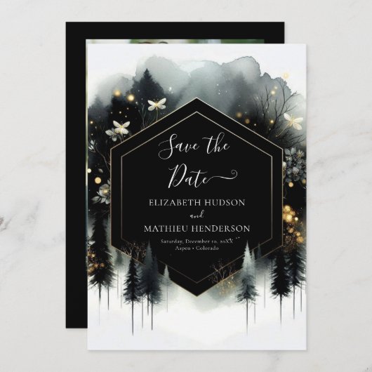 Romantische, maßgeschneiderte Waldhochzeit Save The Date (Vorne/Hinten)