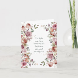 Romantische Mauve Floral Hochzeitstag Karte