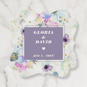 Romantische Mauve Floral Square Gefälligetags Geschenkanhänger