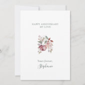 Romantische Mauve Floral Wedding Anniversary Card (Rückseite)