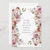 Romantische Mauve Floral Wedding Anniversary Card (Vorne/Hinten)
