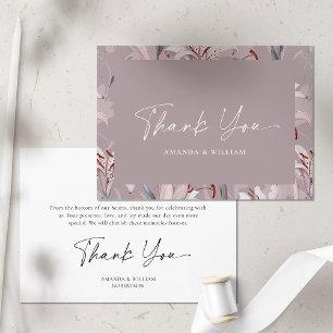 Romantische Mauve Floral Wedding Dankeschön Karte