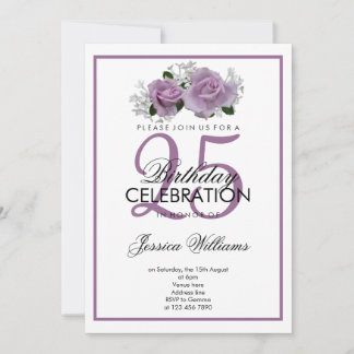 Romantische Mauve Rose Geburtstag Einladung