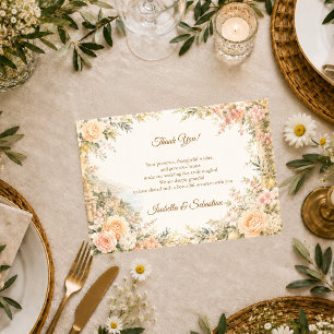 Romantische mediterrane Hochzeit Dankeskarte