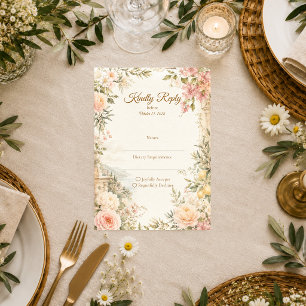 Romantische mediterrane Hochzeit RSVP Karte