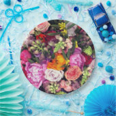 Romantische mehrfarbige Flora Pappteller (Party)