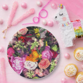 Romantische mehrfarbige Flora Pappteller (Party)