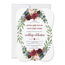 Romantische Merlot Navy Blumenblume Hochzeit