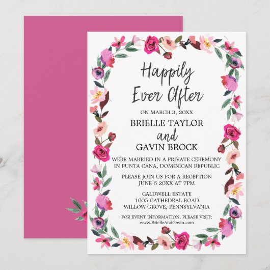 Romantische Messe Wreath Elopement Empfang Einladung (Vorne/Hinten)